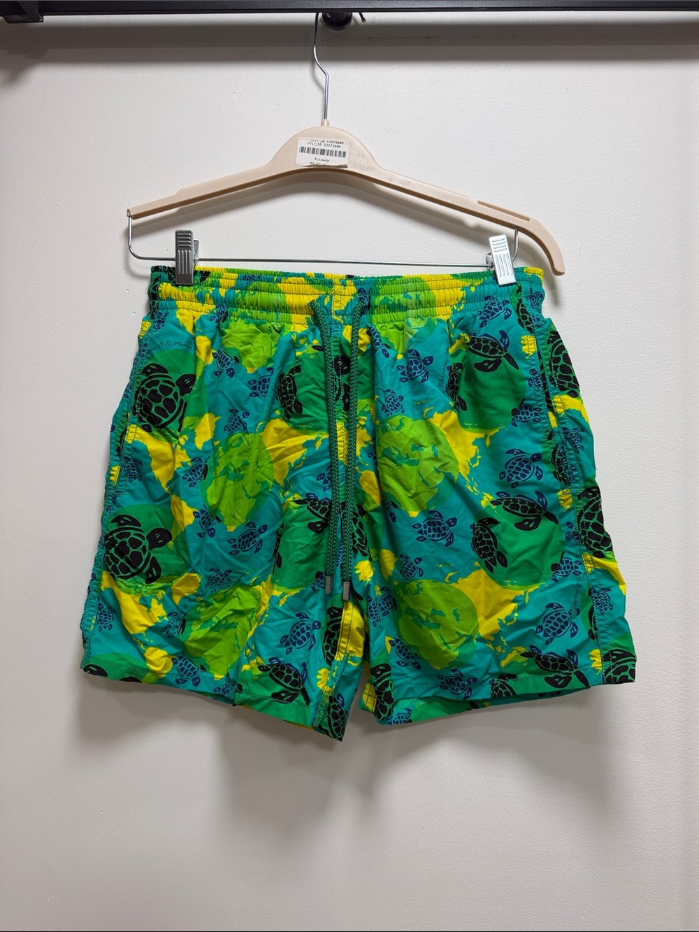 Vilebrequin Green & Yellow Turtle-Print Swim Trunks